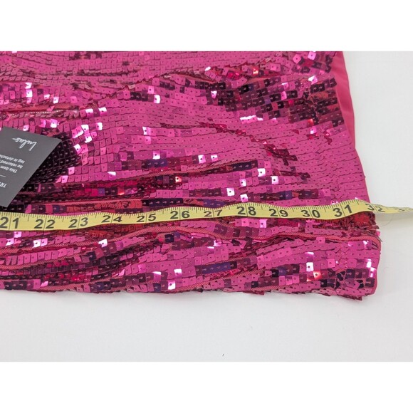 Lulus Glowing Sensation Magenta Sequin Mini Bodycon Open Back Dress Size Small - Picture 10 of 11